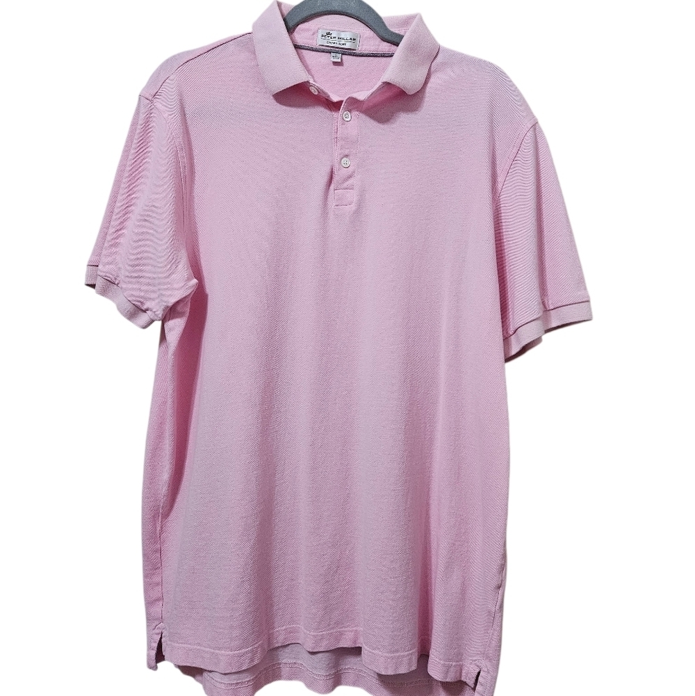 Peter Millar Crown Soft Pink Polo Shirt Cotton Silk Mens Large - Picture 7 of 7